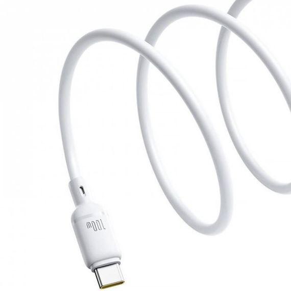 Дата кабель Baseus Silky Series OS Fast Charging Type-C to Type-C 100W (1m) (P10377704) Moon White | Зображення 3