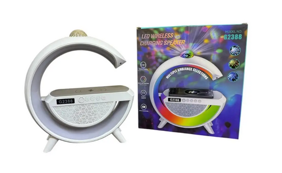 Настольная смарт лампа-ночник 3 в 1 RGB G2388 с беспроводной зарядкой ∙ Многофункциональный ночник Bluetooth колонка RGB 2388