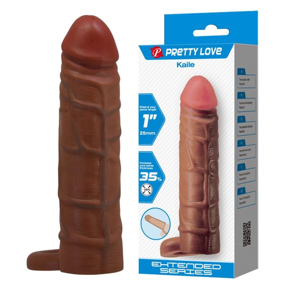 Подовжуюча насадка презерватив Pretty Love - Kaile 1" Brown, BI-026264-1 sexstyle | Зображення 1