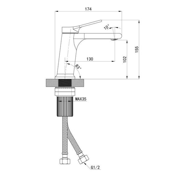 Змішувач для раковини низький Qtap Arvin QTARV270CRM48638 Chrome | Зображення 1