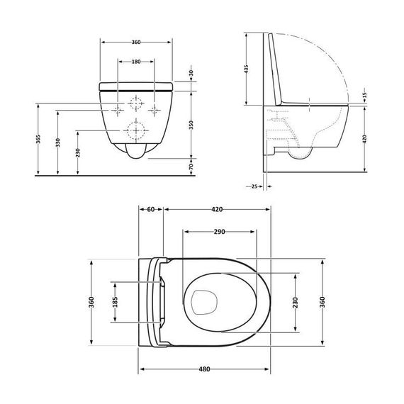 Унітаз підвісний Qtap Jay безобідковий Ultra Quiet із сидінням Soft-close QT07335177W | Зображення 1