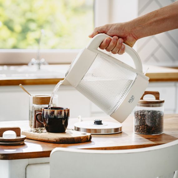 Електрочайник скляний Adler AD 1306 білий 1,8 л, 2200 Вт | Зображення 8