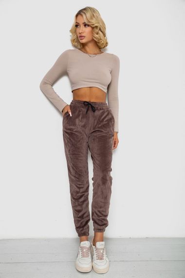 Спортивные штаны велюровые женские на флисе, цвет мокко, 238R58644 | Зображення 1