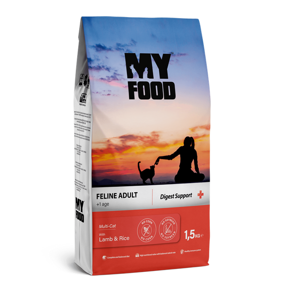 Сухий Корм Myfood Суперпреміум для дорослих котів з Ягням та Рисом 1,5кг
