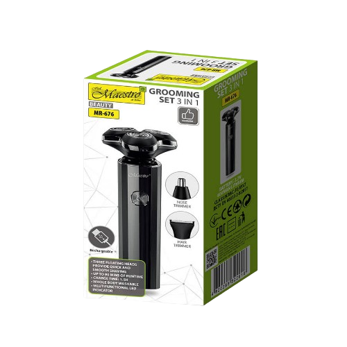 Набір для стрижки акумуляторний 3,7W 600 mAh 3в1 MR-676 Maestro | Зображення 1