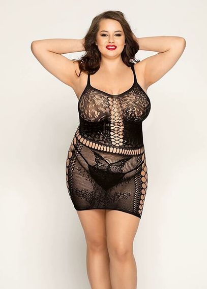 Сукня-сітка з метеликами JSY SO4991, Чорний, L, XL, 2XL, L/XL/XXL, Великі розміри