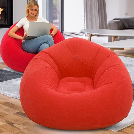 Надувное кресло-пуф Inflatable Sofa / Надувное кресло-мешок 110×110×85 см Красный