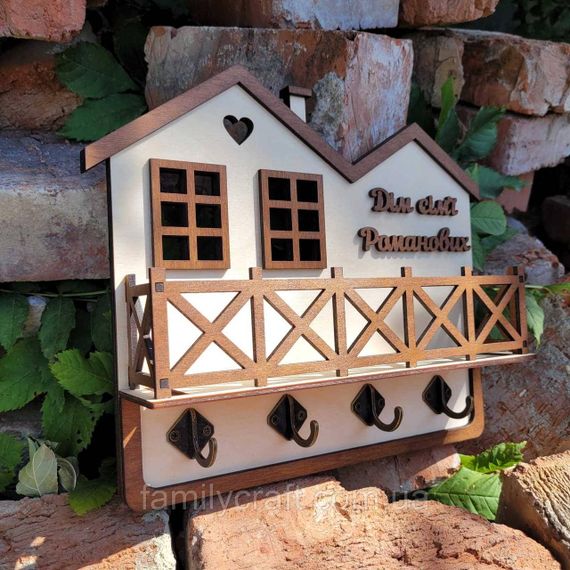 Настенная ключница из дерева Деревянный органайзер для ключей Держатель для хранения Персонализация | Зображення 2