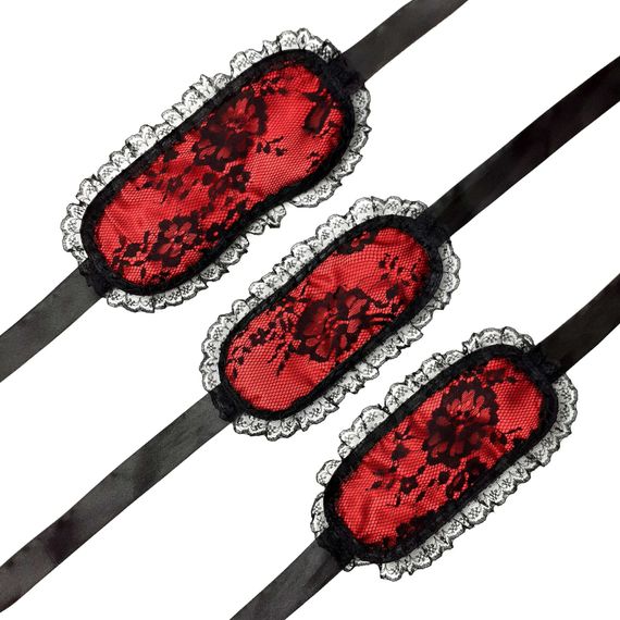 Мереживна маска на очі з наручниками Art of Sex Mask and Handcuffs Червоний One Size | Зображення 2