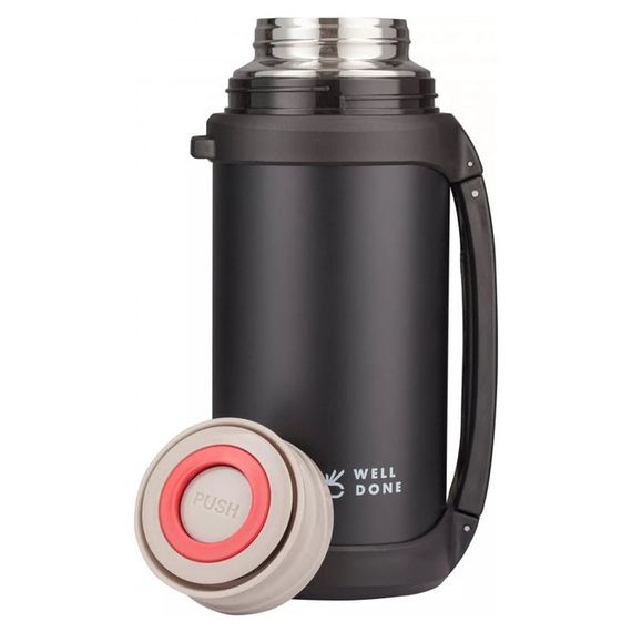 Термос вакуумный Well Done WD-7041B 1.5 литра. GL-620 Цвет: черный | Зображення 1