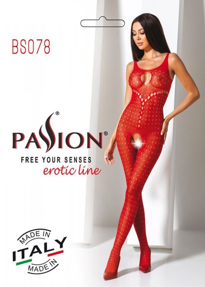 Бодістокінг синім вирізом Passion BS078, Червоний, День закоханих, S, M, L, S/M/L | Зображення 2