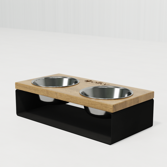 Миски на подставке из цельного металлического листа для собак и котов Hollky SteelWood S (2 × 0,45 л) SWS-36188-BLNT | Зображення 3