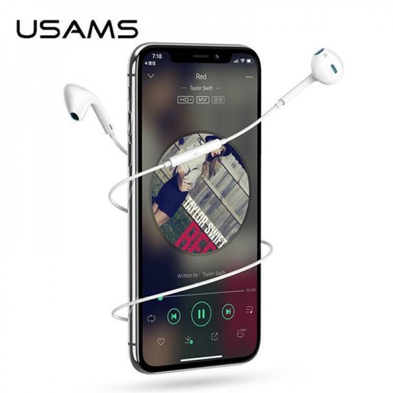 Навушники Usams EP-22 з мікрофоном (3.5mm/1.2m) Білий | Зображення 1