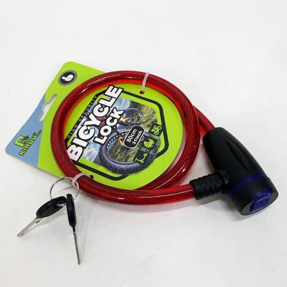 Замок велосипедный KIHUU LOCK 187, 12*80 тросовый, 2 ключа. Цвет: красный TF-20 | Зображення 1