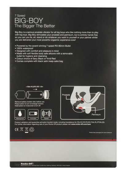 Вібромасажер простати Rocks Off Big-Boy Black, масаж промежини, макс. діаметр 4,5 см Sex Aura | Зображення 2