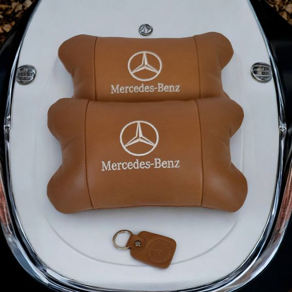 Комплект 2шт для подголовника Mercedes-Benz изготовлен из натуральной коричневой кожи. Комфорт в авто | Зображення 9