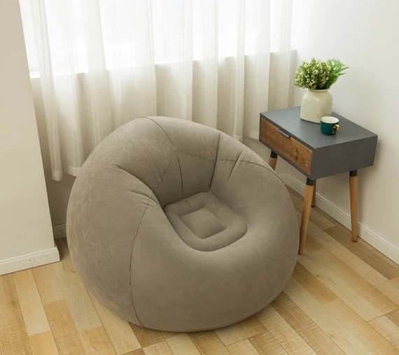 Надувное кресло-пуф Inflatable Sofa / Надувное кресло-мешок 110×110×85 см Бежевый | Зображення 3