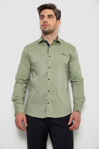 Рубашка мужская с принтом, цвет оливковый, 214R7173