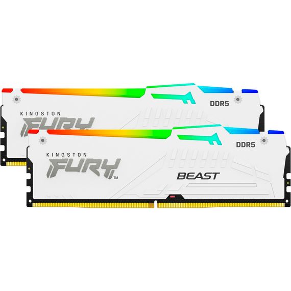 Модуль пам'яті для комп'ютера DDR5 32GB (2x16GB) 6000 MHz Beast RGB EXPO White Kingston Fury (ex.HyperX) (KF560C36BWE2AK2-32) | Зображення 1