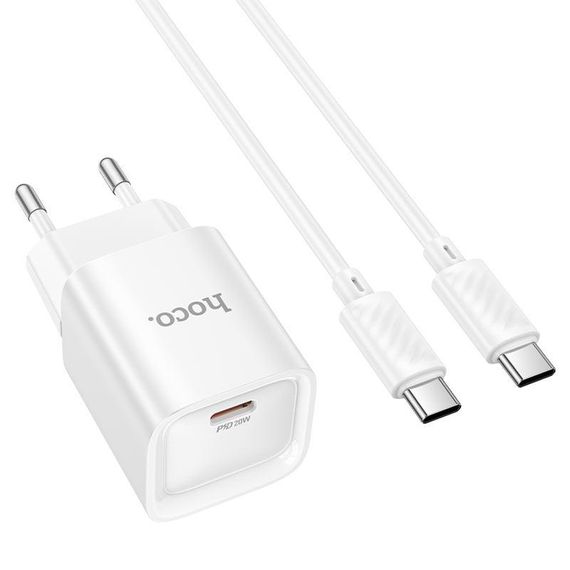 Набір СЗУ 110-240V HOCO C146A+кабель Type-C, 1xUSB-C, PD20W, 1м кабель | Зображення 6