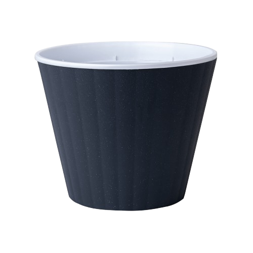 Вазон Ібіс з подвійним дном 15,7*13см граніт/білий Алеана