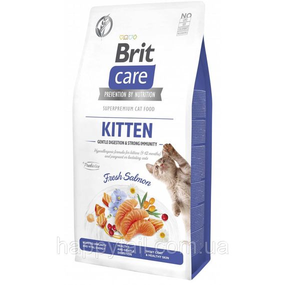 Корм сухой Brit Care Cat Grain Free Kitten Gentle Digestion Strong Immunity для котят для крепкого иммунитета с лососем 7 кг