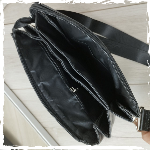 Сумка через плече чоловіча. Сумка чоловіча з якісної екошкіри. Сумка чорна чоловіча | Зображення 6