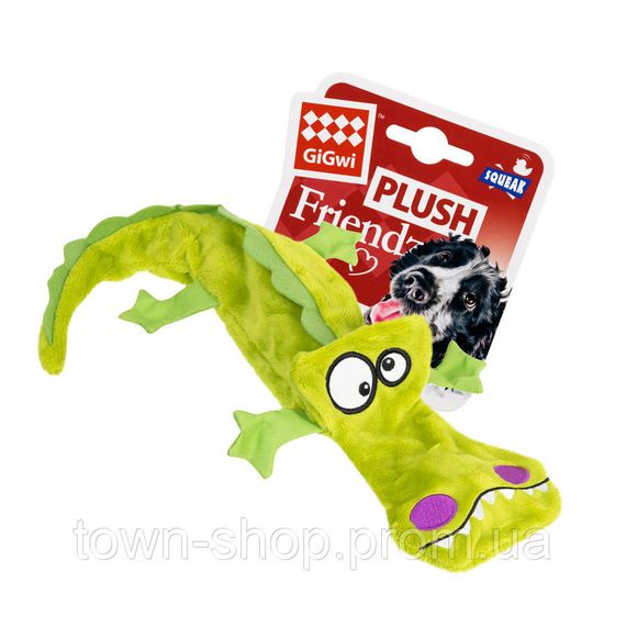Игрушка для собак Крокодил с 4-мя пищалками GiGwi Plush, плюш, 38 см | Зображення 1