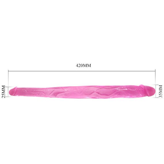 Двусторонний фаллоимитатор BAILE Double Dones, розовый, 42 × 3.5 см Sex Aura | Зображення 5