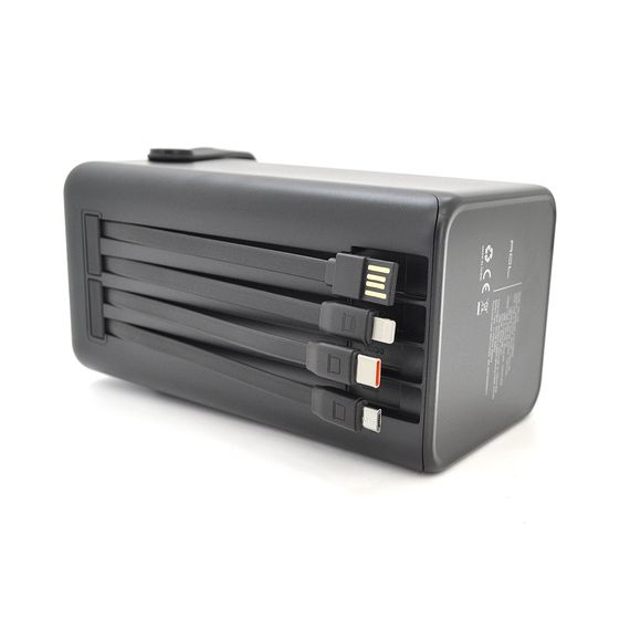 Powerbank ACL PW-152 80000mAh, 22.5W, 2xUSB, 4 кабели, фонарь, 1.4кг, Black | Зображення 1