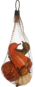 Набір "Гарбузи в сітці" 6 декоративних гарбузів в нейлоновій сітці (А408)