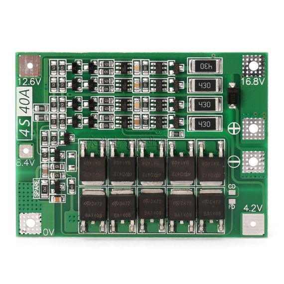 BMS 4s Контроллер плата BMS с балансиром 4S Li-Ion 14.8(16,8В) В 40A