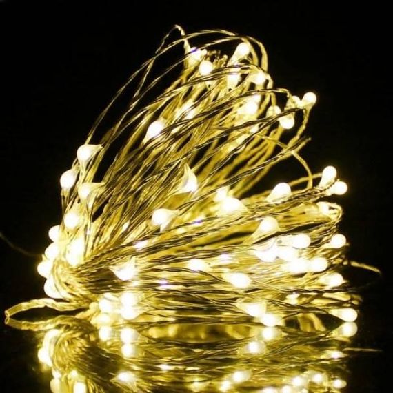 Гирлянда роса 10м 100led+пульт Теплый свет