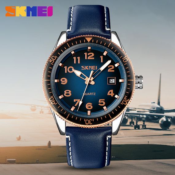Годинник S2kmei 9232LRGBU Rose-Gold Blue Leather | Зображення 2