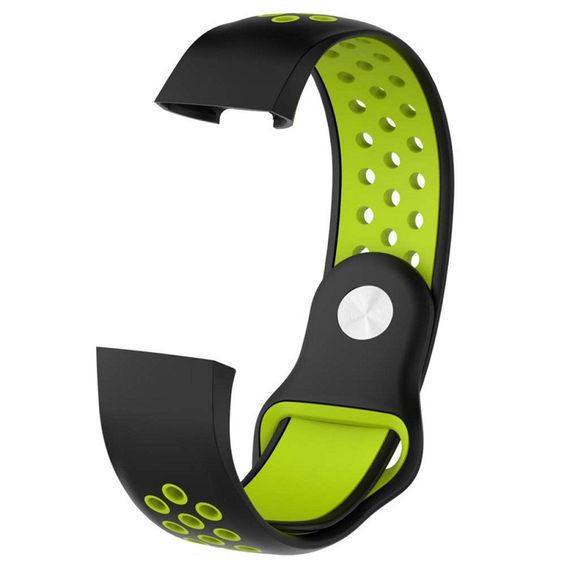 Силиконовый ремешок Primo с перфорацией для фитнес браслета Fitbit Charge 3 / 4 - Black&Green / размер L | Зображення 2