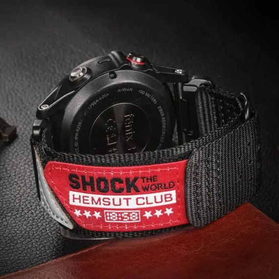 Ремінець для годинника Hemsut HGA142 Shock the world Garmin Black 22 mm | Зображення 2