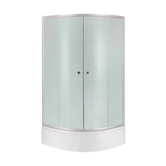 Lidz Latwa SC80x80.SAT.MID.FR Душевая кабина полукруглая, стекло Frost 4 мм + Lidz Душевой поддон KAPIELKA ST80x80x26, с панелью