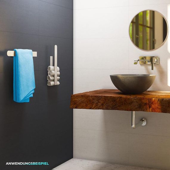 Тримач для рушників самоклеючий настінний 36 см до 10 кг, сріблястий для ванної та кухні нержавіюча сталь з клейкими смужками | Зображення 6