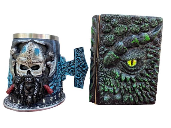 Подарунковий набір Кухоль 3D Молот Тора Бородастий Вікінг і Блокнот 3D «Око Лісового Дракона»