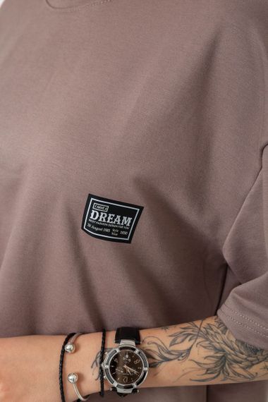 Женский летний костюм оверсайз шорты и футболка цвет мокко размер L/XL 241R5004 | Зображення 4