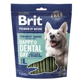 Ласощі Brit Premium (Бріт Преміум) Dental Snacks L для собак великих порід, з колагеном та спіруліною, 250 г (7 шт)