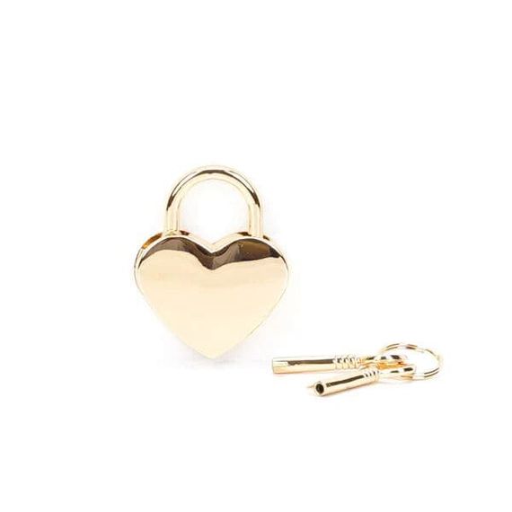 Замочек навесной в форме сердца Liebe Seele Heart Shape Padlock (2 шт) Золотистые | Зображення 1