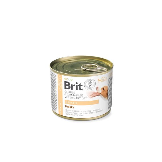 Корм вологий Brit VetDiet Hepatic для собак для підтримки функцій печінки з індичкою 200 г