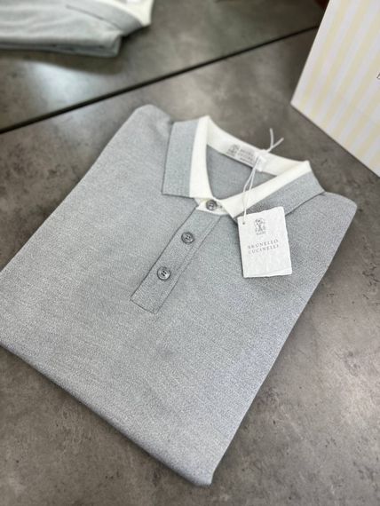 Трикотажне поло Brunello Cucinelli світло-сірого кольору f697 | Зображення 7