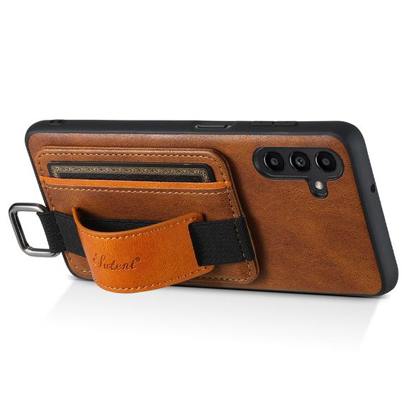 Шкіряний чохол Wallet case and straps для Samsung Galaxy S24+ Коричневий / Brown | Зображення 3