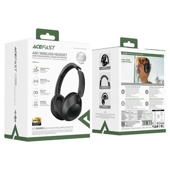 Бездротові навушники ACEFAST H3 active noise canceling wireless headset Black | Зображення 7