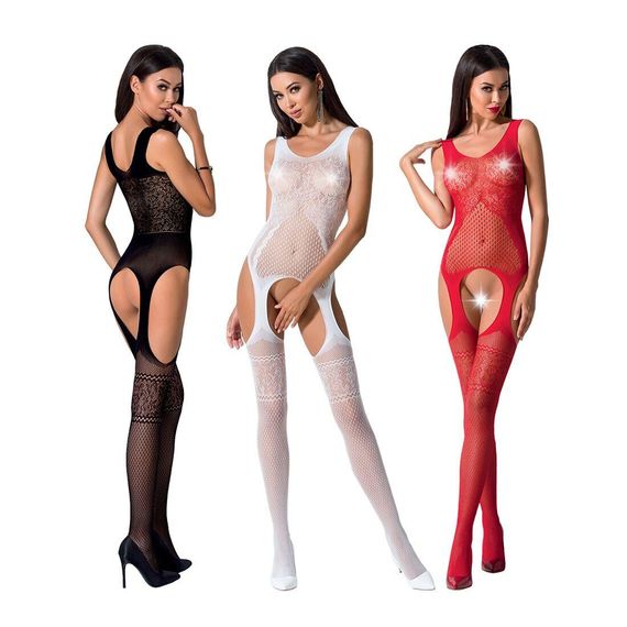 Бодістокінг Passion BS061 white, комбінезон, імітація панчох | Зображення 2