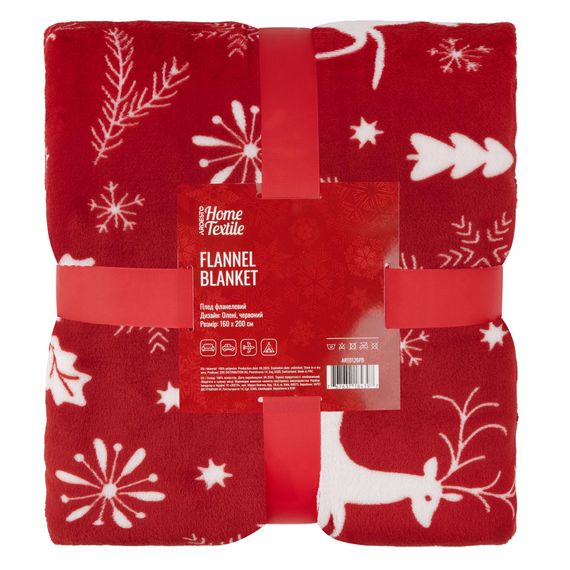 Плед Ardesto Christmas Flannel 160х200см, 100% поліестер, олені, червоний (ART0126PB) | Зображення 4