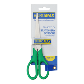Ножиці офісні BM.4507-04 BUROMAX, 165 мм зелені, на блістері (4823078928665)
