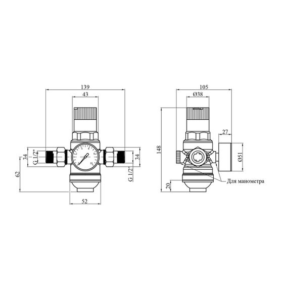 Фільтр грубої очистки з редуктором тиску Karro "Mini" 1/2" ЗЗ латунний KR-8700 | Зображення 1